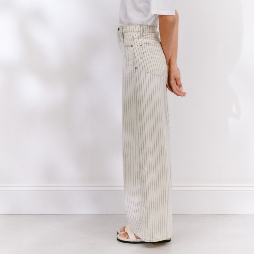 Women's Striped Cream Jeans